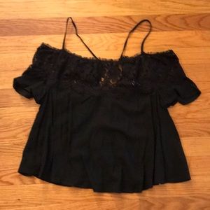 S Tobi Off-the-Shoulder Lace Top